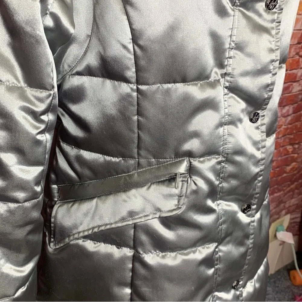 Sean John Silver Mid-length Quilted Puffer Coat
